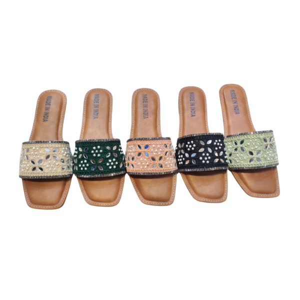 Leather Cutout Flat Slippers for women