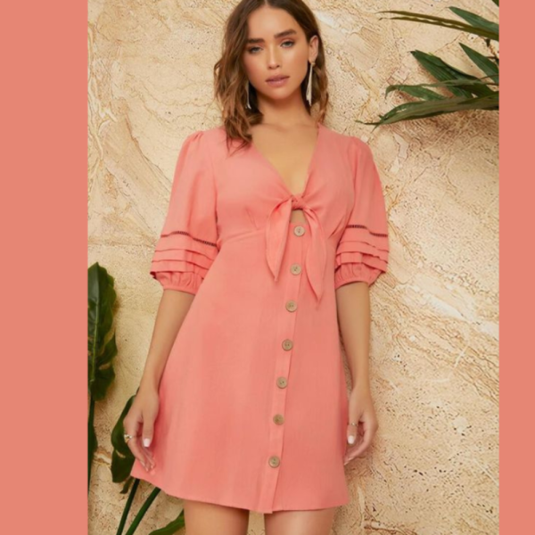 Pink Flounce Dress For Women