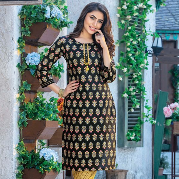 Printed Black Ladies kurti