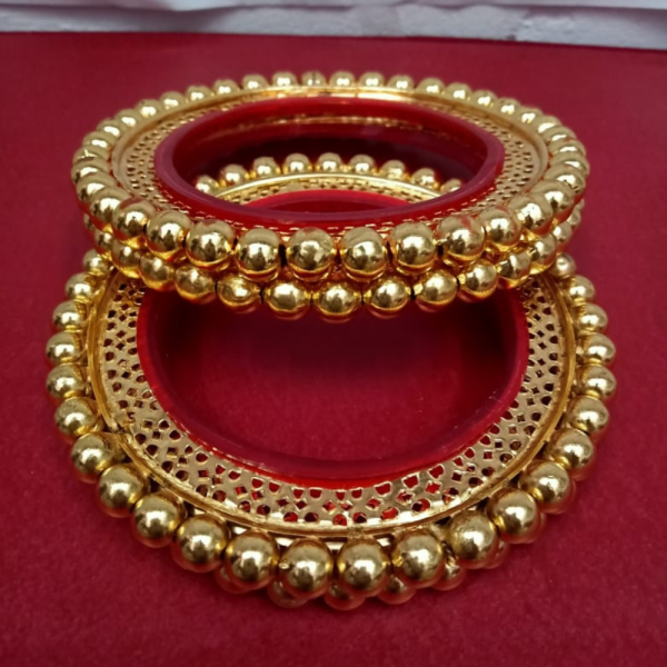Set of 2 Gold Plated Beaded Bangles