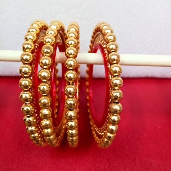 Set of 4 Gold Plated Beaded Bangles