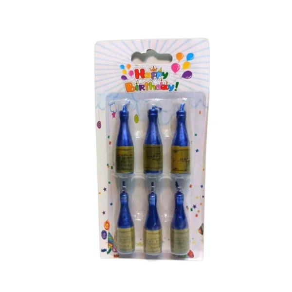 Blue Champagne Bottle Candles