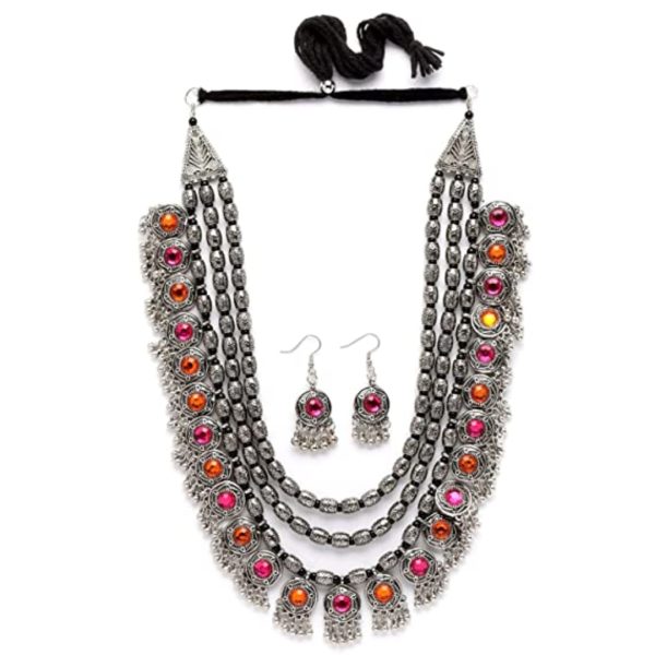 Stylish Fancy Silver Necklace Jewellery Set