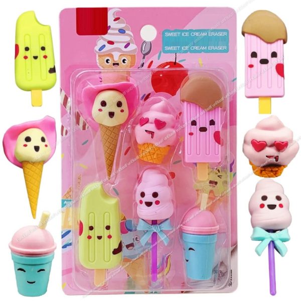 Ice-Cream Theme Erasers Set for Kids & Eraser for Kids Eraser Set