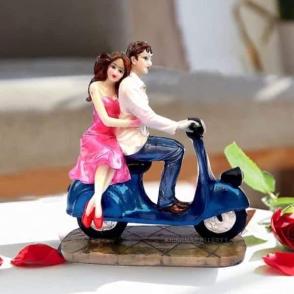 Couple On Scooter Showpiece