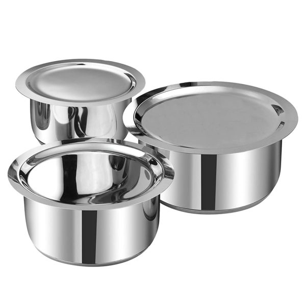 Stainless Steel 3 pc Bhagona Set