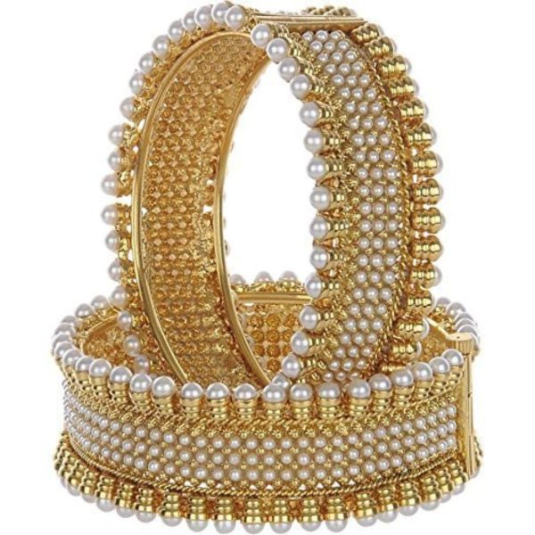 Gold Plated Pearl Studded Bracelet Bangles