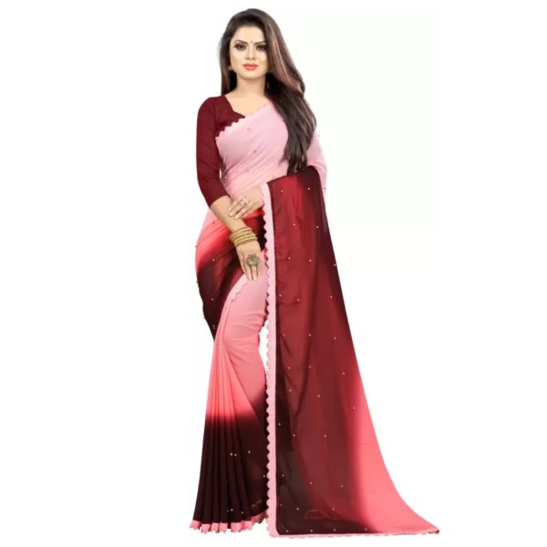 Georgette Saree (Purple, Pink)