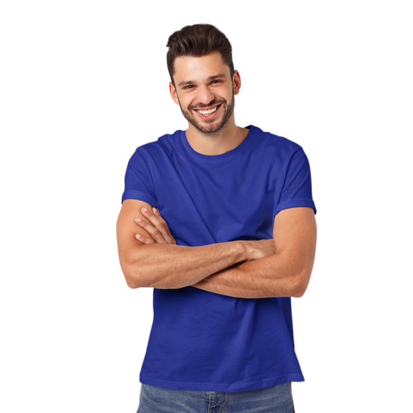 Blue Plain Cotton T Shirts