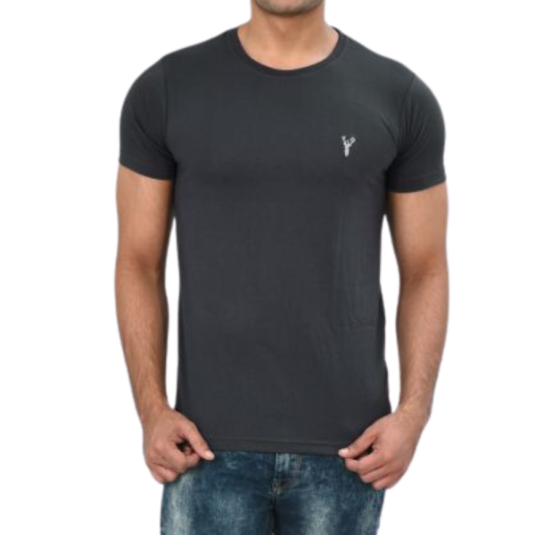 Grey Coloured Plain Cotton Men T-Shirt