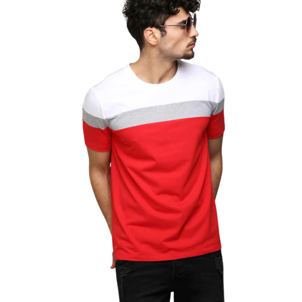 Mens Round Neck T Shirt (Red)