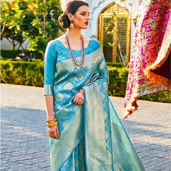 Blue Zari Woven Kanjivaram Silk Saree