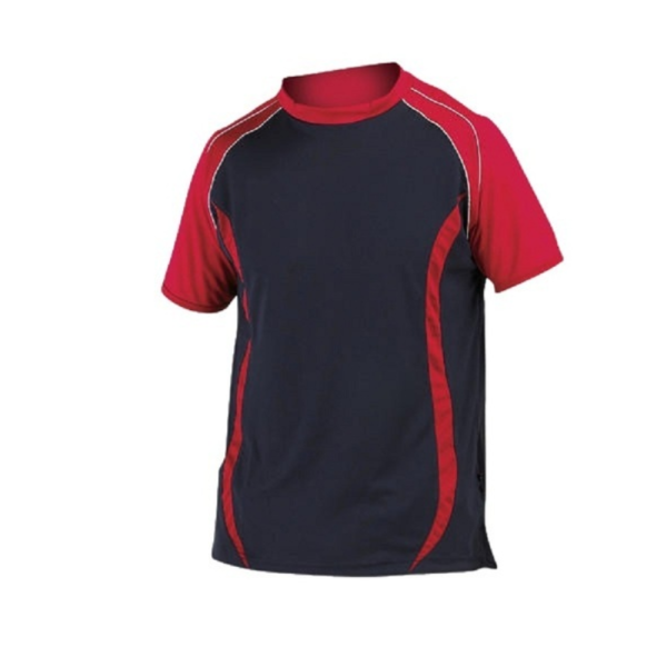 Red Plain Pattern Round Neck Cotton Athletic T-Shirt