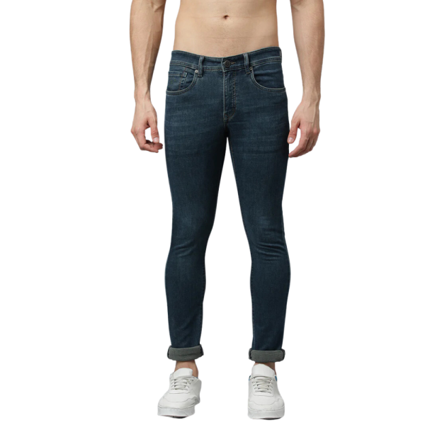 Men Green Tint Slim Fit Strechable Jeans