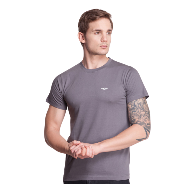 Men's Solid Grey Round Neck T-shirt