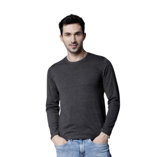 Men Black Solid Round Neck Cotton T-Shirt
