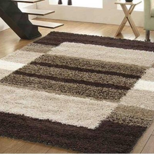 Home Solid Modern Shaggy Rug Brown (per sq feet)