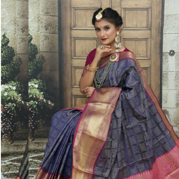 Women's Kanchipuram soft silk saree