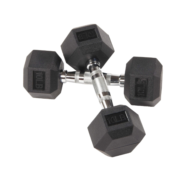 Fitness Rubber Encased Hex Dumbbell (per kg)