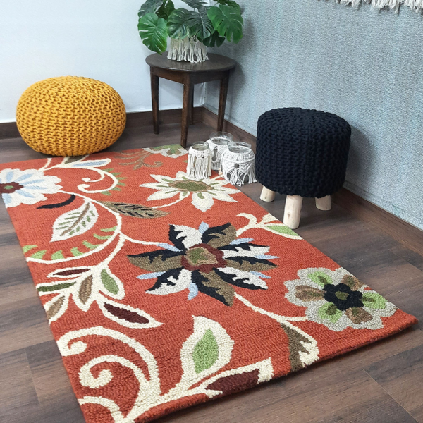Wool Floral Beautiful Hand Tufted Carpet
