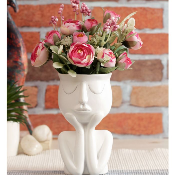 White Coloured Human Figurine Flower Vase