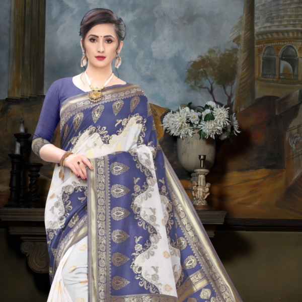 Irresistible Navy Blue Coloured Soft Silk Saree