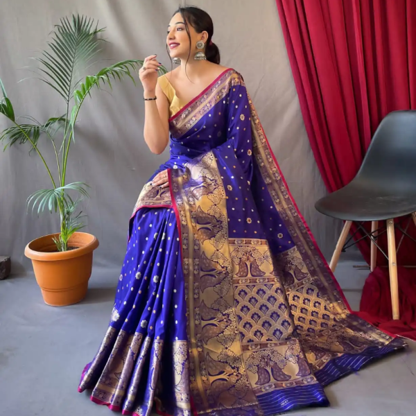 Pure Soft Silk Kanchipuram Saree with Silver and Gold Zari