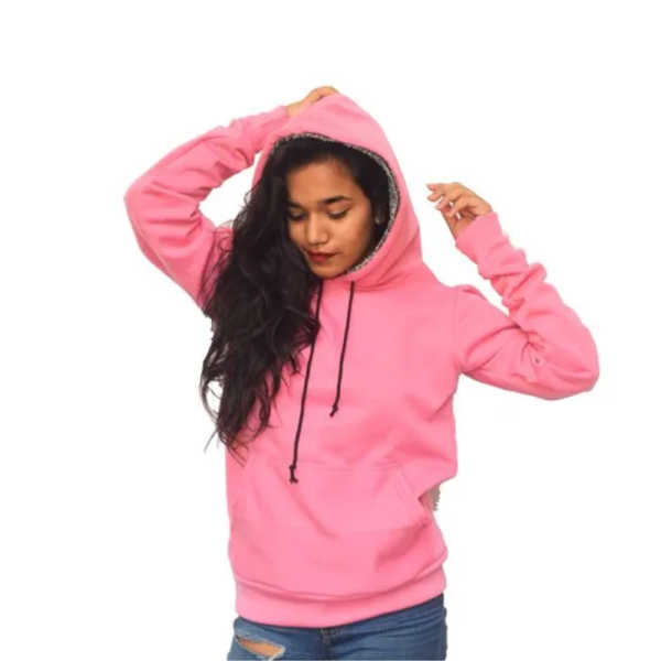 Full Sleeve Cotton Pink Hoodie