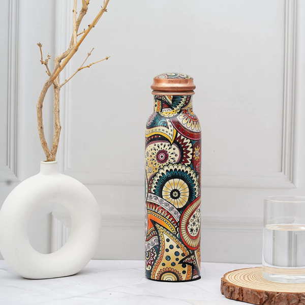 Mandala Print Copper Bottle