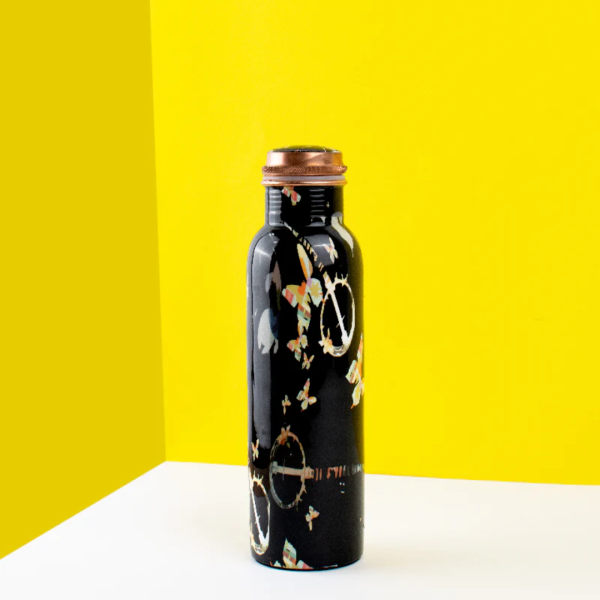 Black Glossy Print Copper Bottle
