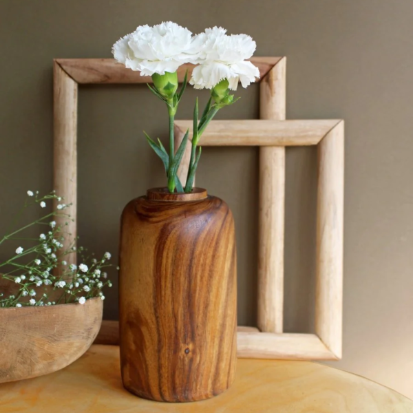 Teak Wooden Flower Vase