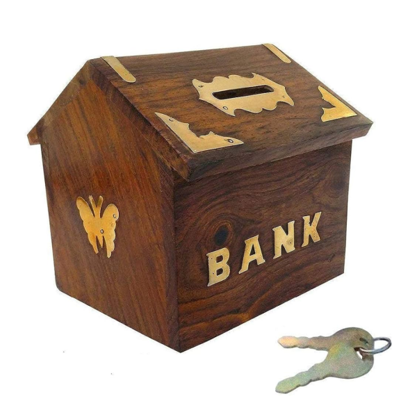 Antique Wooden Piggy Bank