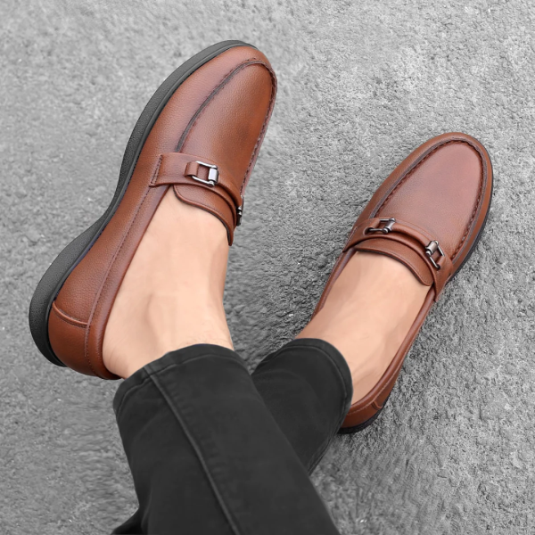 Mens Brown Leather Loafer Shoes