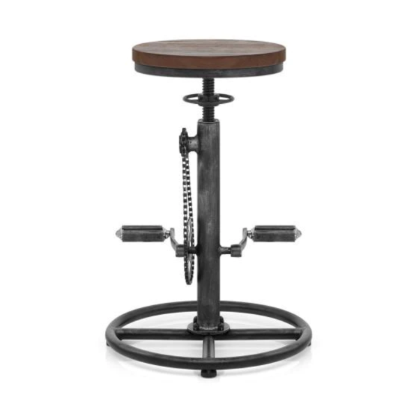 Designer Metal Wood Pedal Stool Chair