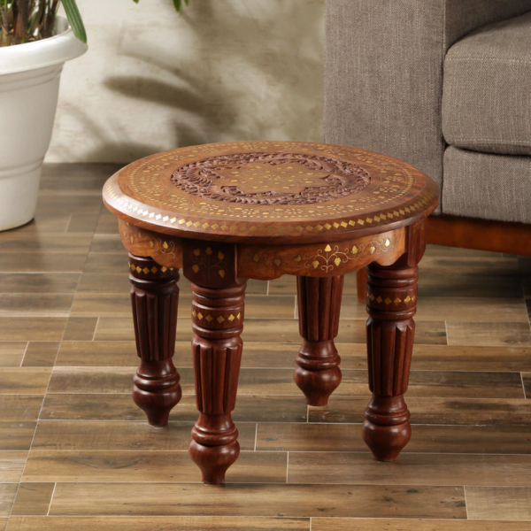 Carved Wooden Round Table