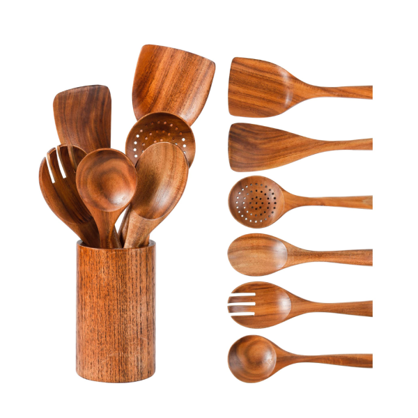 Brown Wooden Cutlery Set