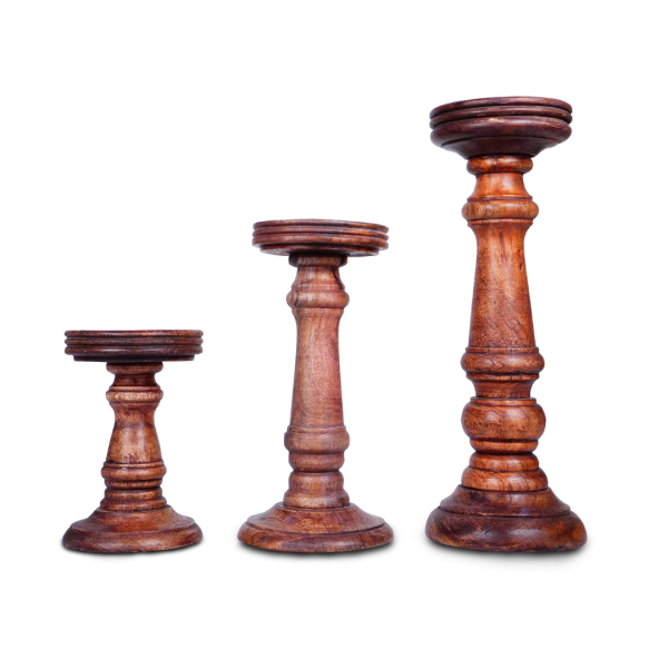 Wooden Carved Candle Holder