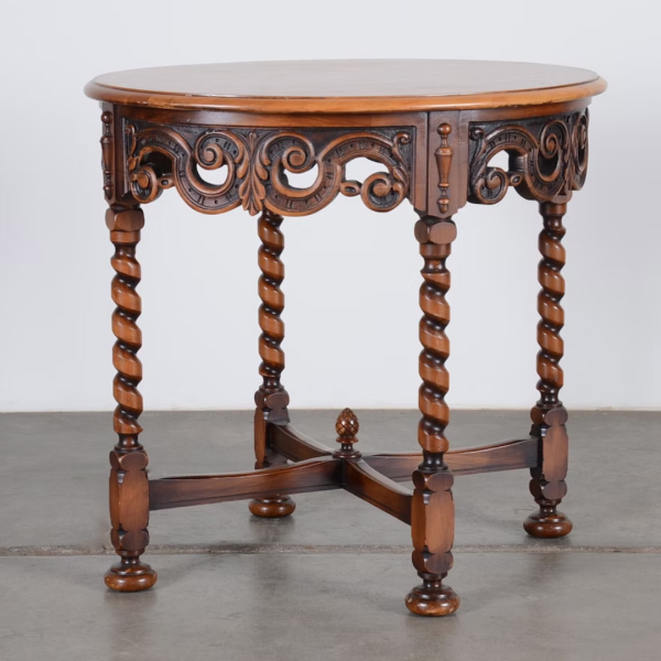Carved Wooden Round Table