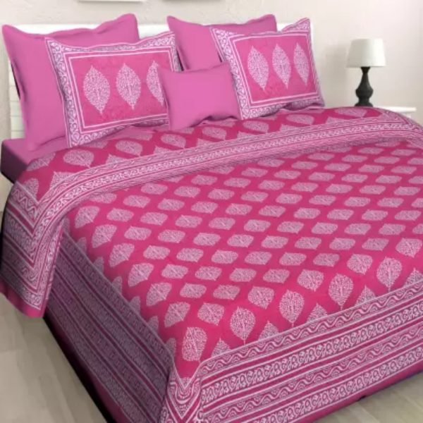 Pink Selfprint Cotton Bedsheet