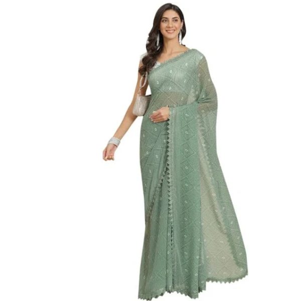 Women's Batik Saree With Chikankari