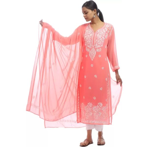 Women Georgette Kurta And Dupatta Set