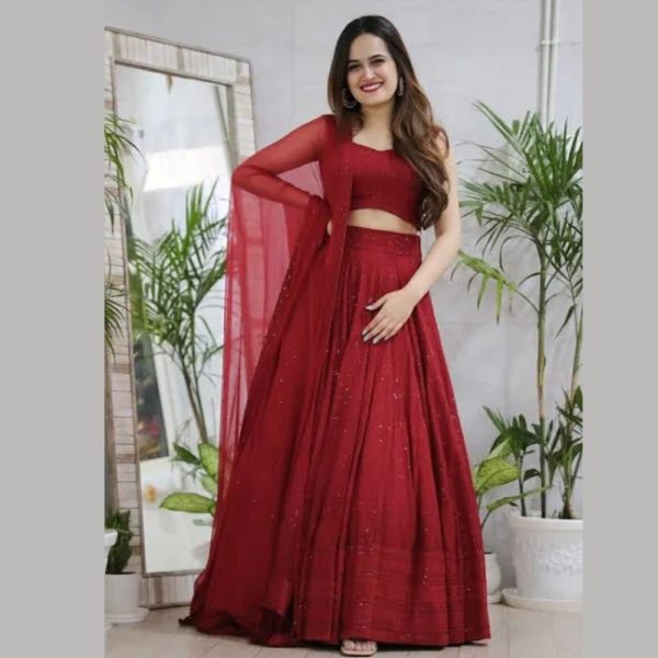 Anarkali Lucknowi Chikankari Work Lehenga