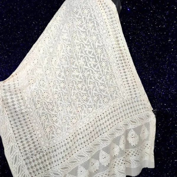 Pure Georgette All Over Chikankari Dupatta with Badla