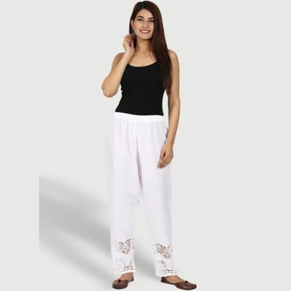Swi Stylish Chikankaari Straight Fit Palazzos