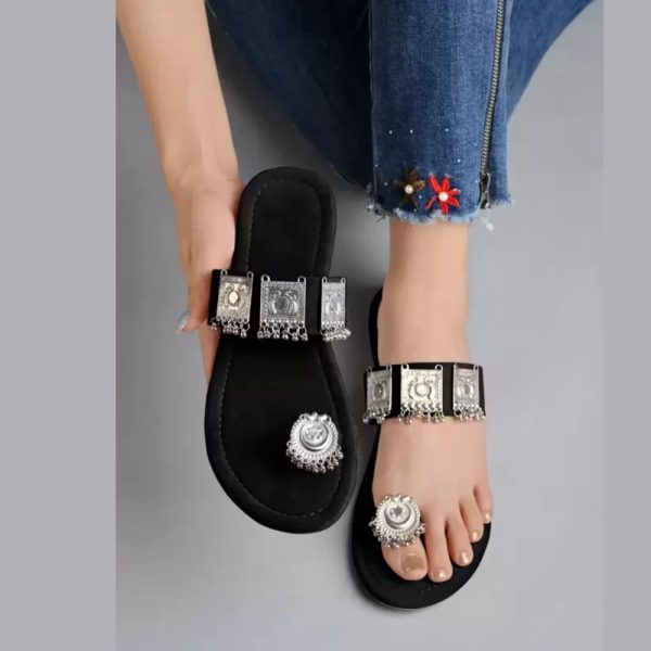 Women Black Flats Sandal