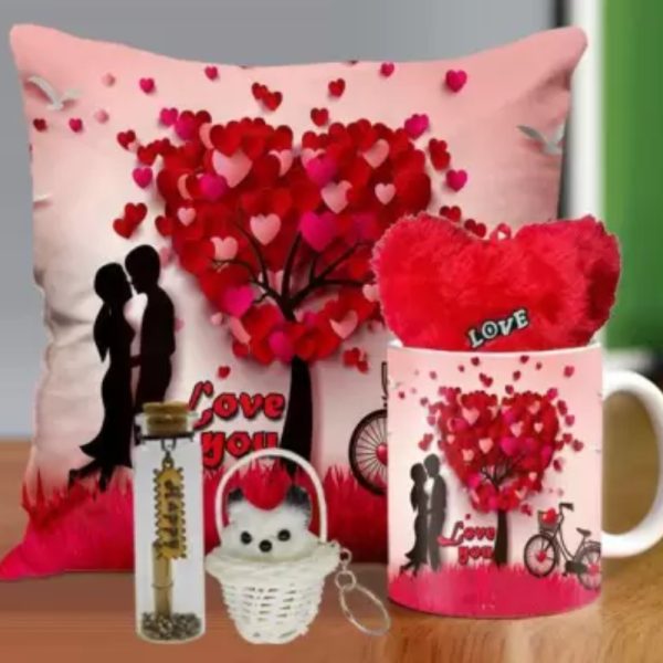 Cushion, Mug, Keychain, Soft Toy Gift Set
