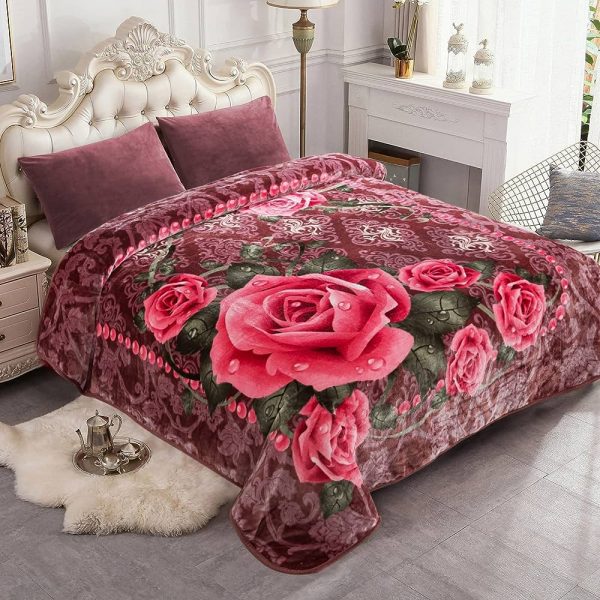 Shilay Rose Soft Mink Blanket Bordered Rose