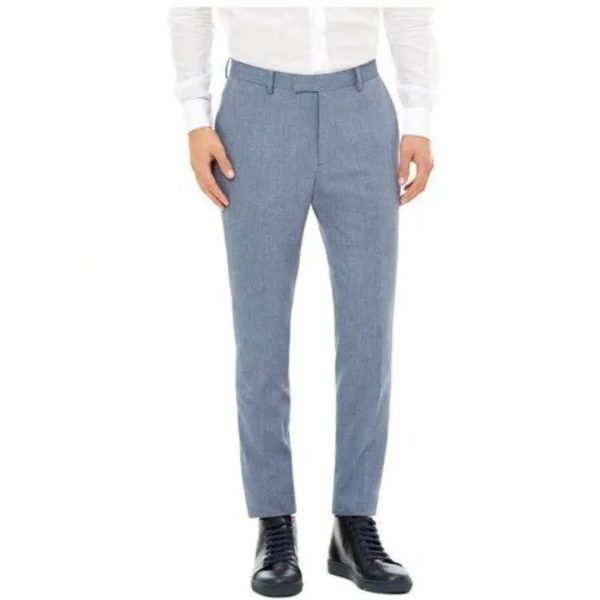 Cotton Blue Men Regular Fit Pants