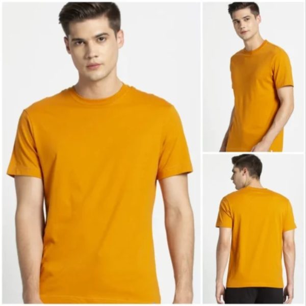 Round Plain Cotton T Shirt, Half Sleeves