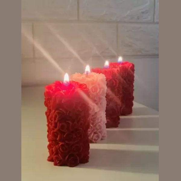 yellow petal Rose pillar Candle gift